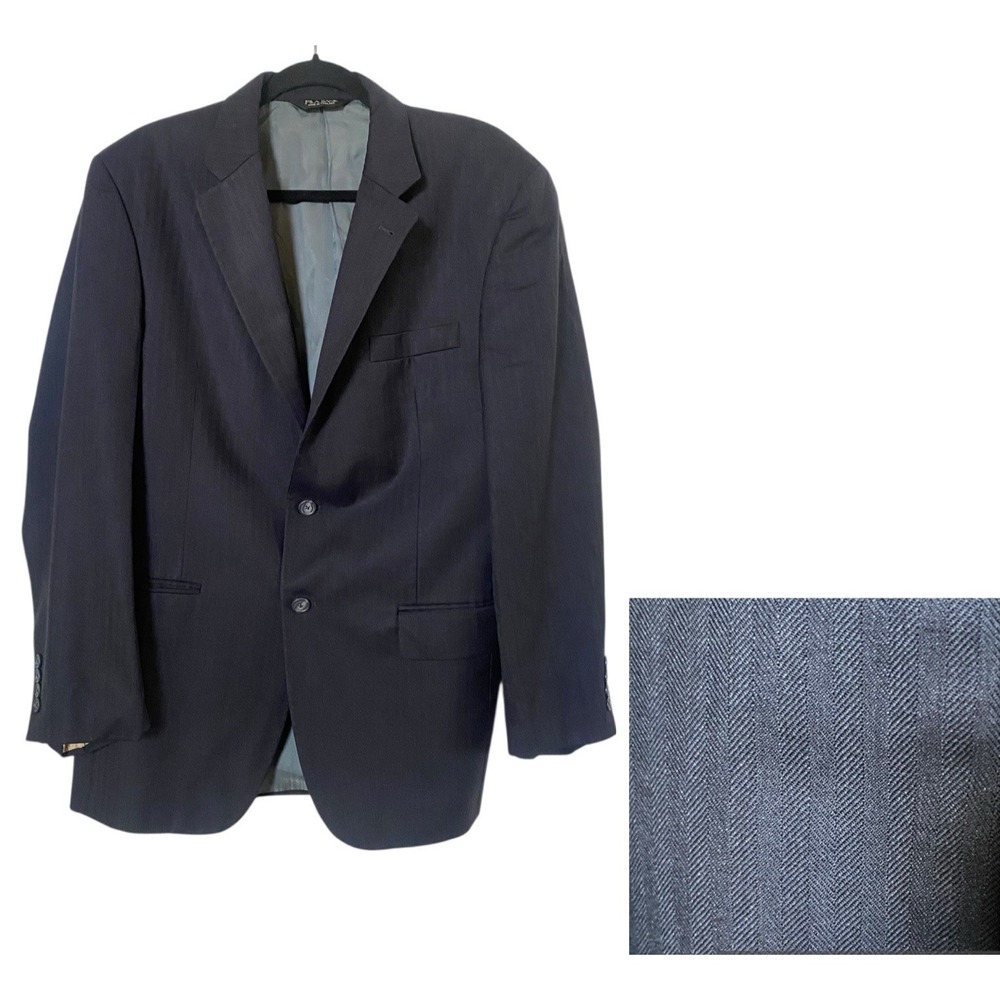 Jos. A Bank Navy on Navy Striped Mens Blazer Sports Coat Size 40R 100% Wool